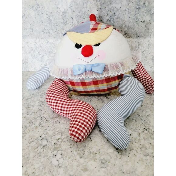 Humpty‎ Dumpty Nursery Rhyme Plush Large 24x23 Vintage 80's Stuffed Toy Heavy - Picture 1 of 11